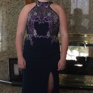 navy blue sparkly prom dress!!